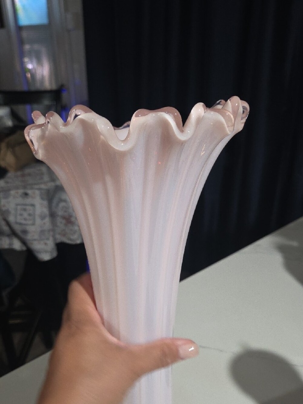 Blush Ruffled Glass Bud Vase - Decorative Home Accent - Picture 5 of 8